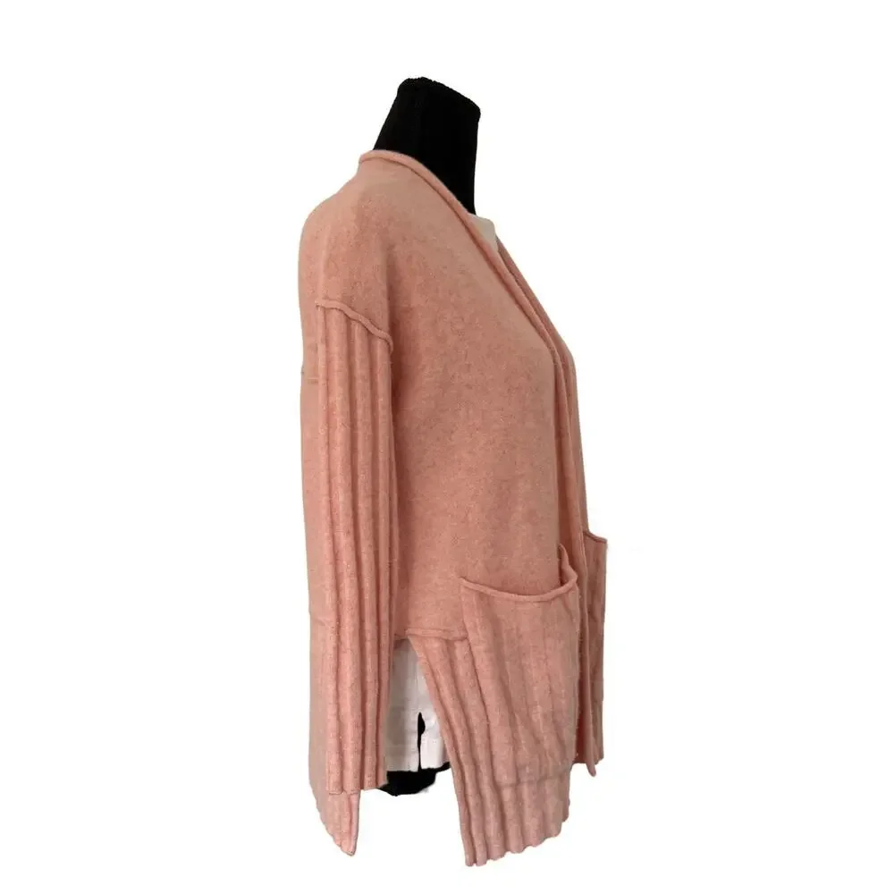 Anthropologie Pilcro Mafalda Cashmere Cardigan Pink XS Open Front Pocket Sweater